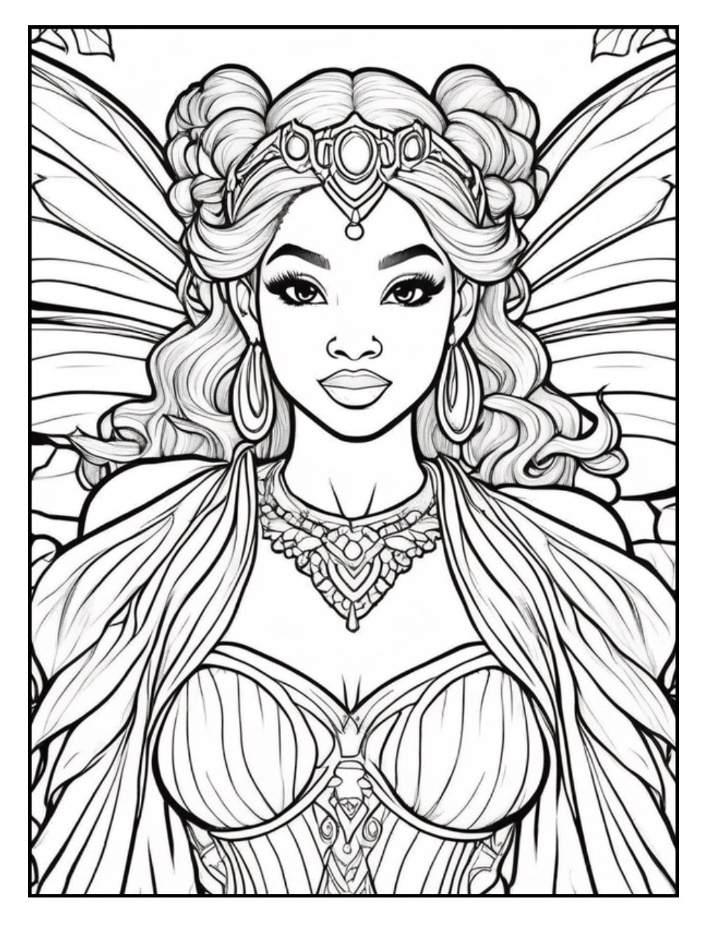 Black Fairy Coloring Book| Magical Printable Coloring Sheets for Kids & Adults - Instant Download Fantasy Art| Enchanted Coloring Pages