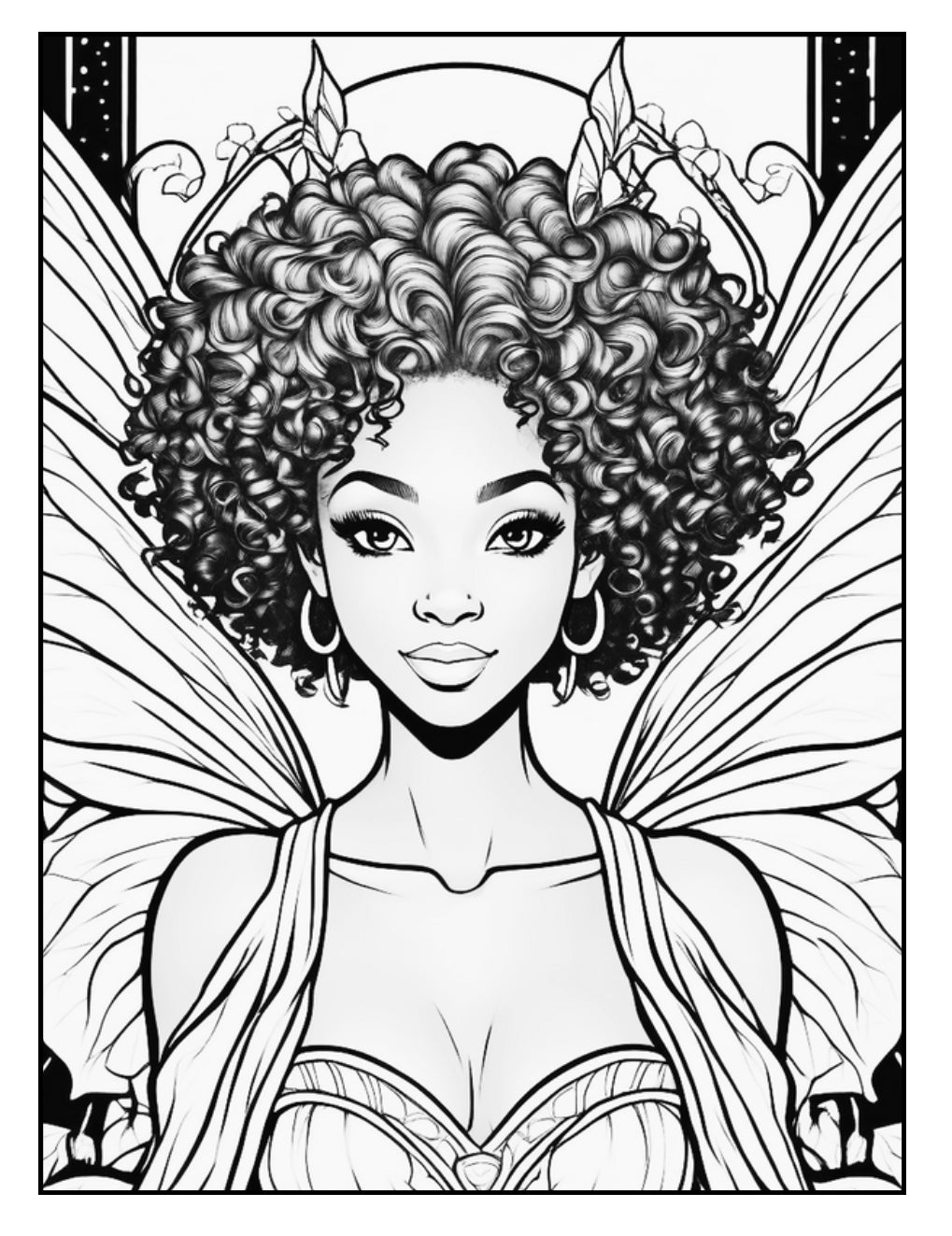Black Fairy Coloring Book| Magical Printable Coloring Sheets for Kids & Adults - Instant Download Fantasy Art| Enchanted Coloring Pages