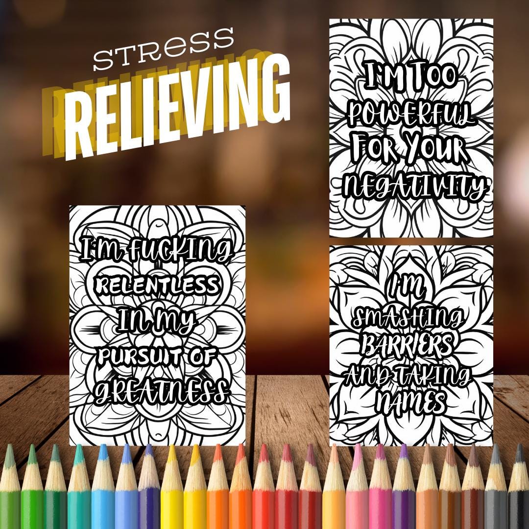 Swearing Color Book| Swearing Affirmation Coloring Pages|Affirmations|Stress Relief|Printable Coloring Pages| Digital Download