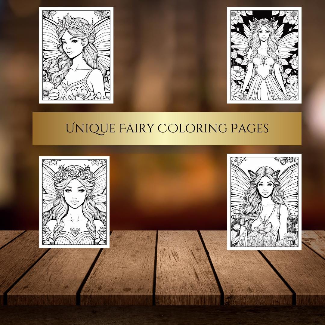 Fairy Princess Coloring Pages Digital Download | Enchanting Printable Coloring Book for Kids & Adults | Magical Fairy Art| Printable