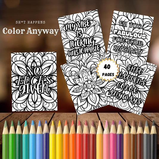 Swearing Color Book| Swearing Affirmation Coloring Pages|Affirmations|Stress Relief|Printable Coloring Pages| Digital Download