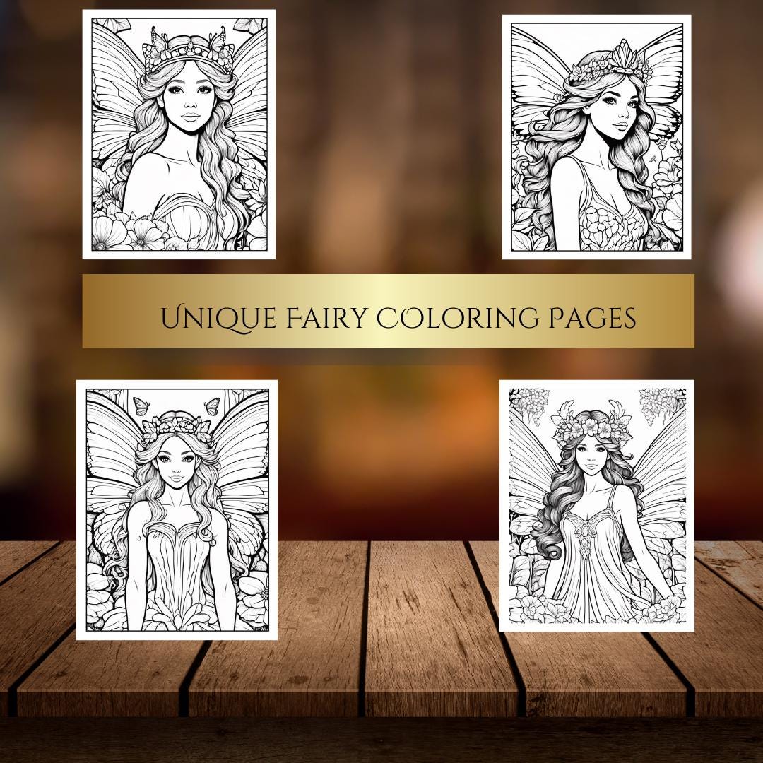 Fairy Princess Coloring Pages Digital Download | Enchanting Printable Coloring Book for Kids & Adults | Magical Fairy Art| Printable