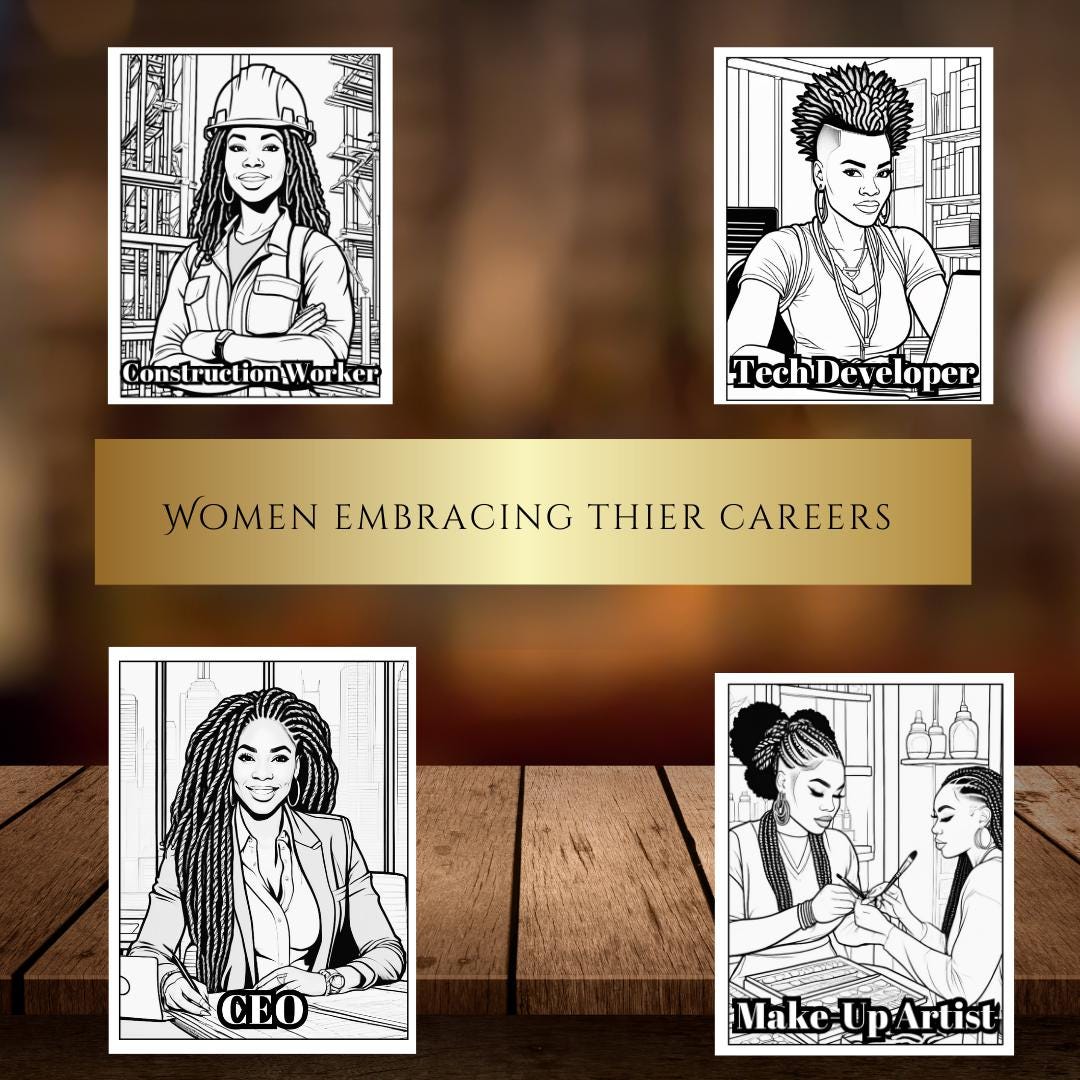 Women at Work Coloring Pages for Adults | Career-Inspired Relaxation | Stress Relief Coloring Pages  Strong Women in Professional Roles