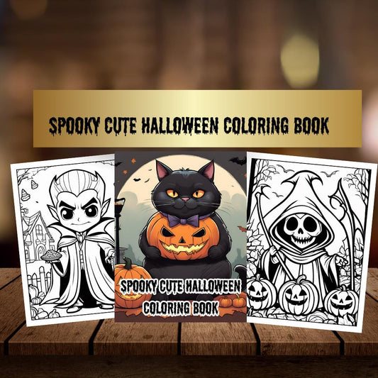 Spooky Cute Halloween Coloring Pages - Digital Download, Fun Halloween Designs, Printable, Cute Monsters, Pumpkins, Art for All Ages