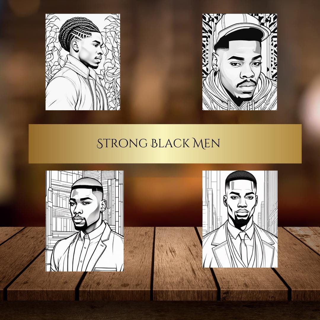 Strong Black Men Coloring Pages -Muscular Athletes, Bodybuilding, Power, Strength, Inspirational Art for Adults & Teens - Instant Downlo