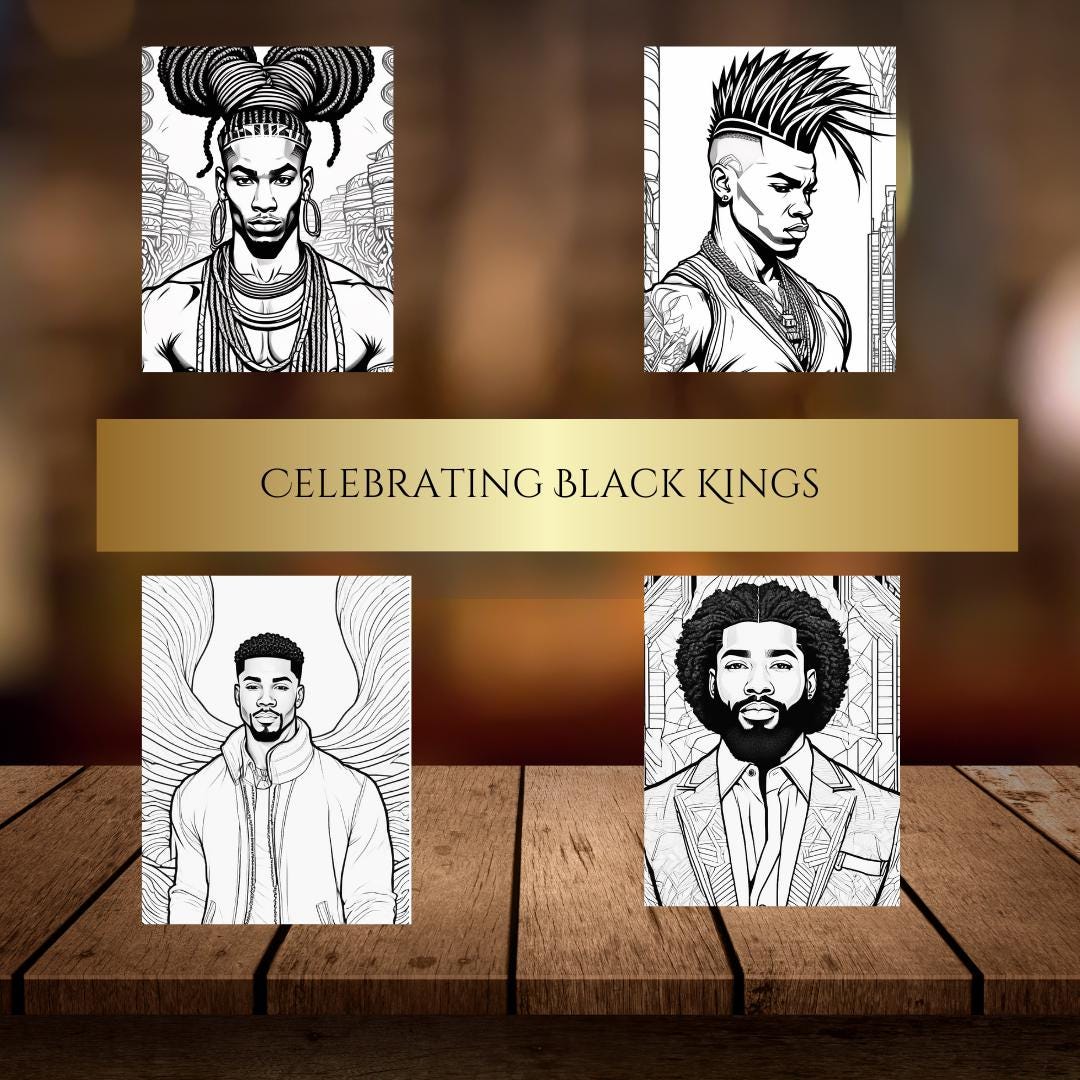 Strong Black Men Coloring Pages -Muscular Athletes, Bodybuilding, Power, Strength, Inspirational Art for Adults & Teens - Instant Downlo