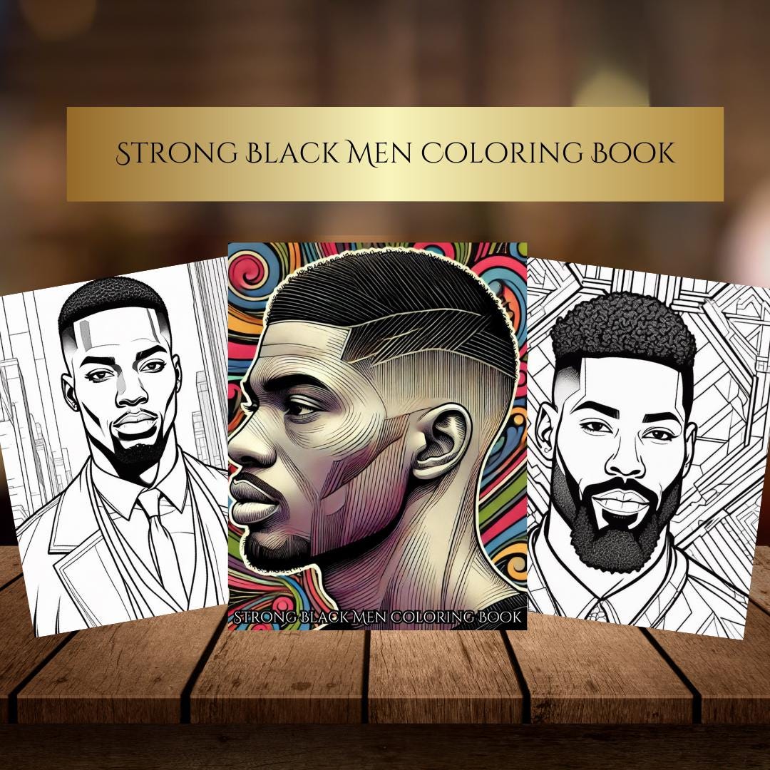 Strong Black Men Coloring Pages -Muscular Athletes, Bodybuilding, Power, Strength, Inspirational Art for Adults & Teens - Instant Downlo