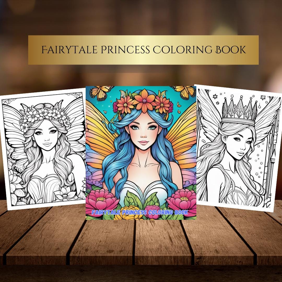 Fairy Princess Coloring Pages Digital Download | Enchanting Printable Coloring Book for Kids & Adults | Magical Fairy Art| Printable