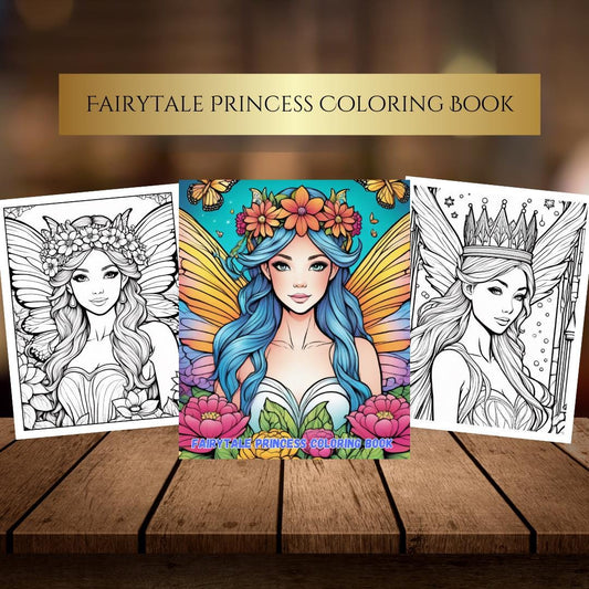 Fairy Princess Coloring Pages Digital Download | Enchanting Printable Coloring Book for Kids & Adults | Magical Fairy Art| Printable