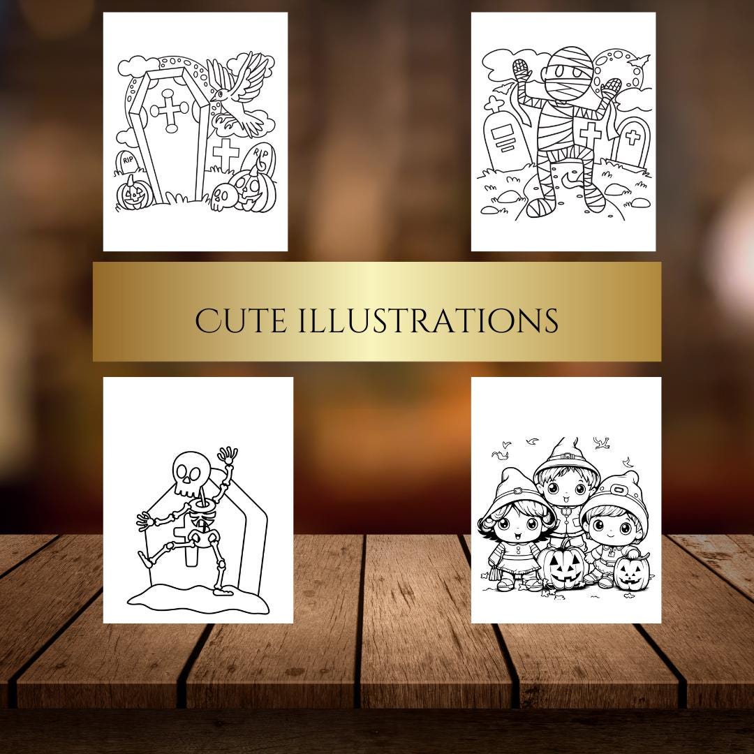 Cute Halloween Coloring Book| Halloween Printable Pages| Kids, Teens, and Adults| Ghosts| Pumpkins|Digital Download