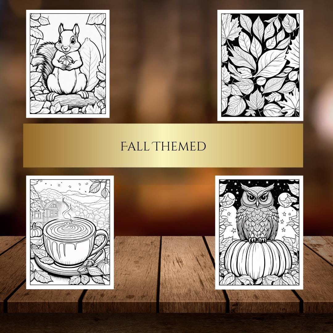 Fall Coloring Book Digital Download| Autumn Designs|Seasonal| Leaves|Pumpkins and Fall Coloring Pages for Relaxation & Fun