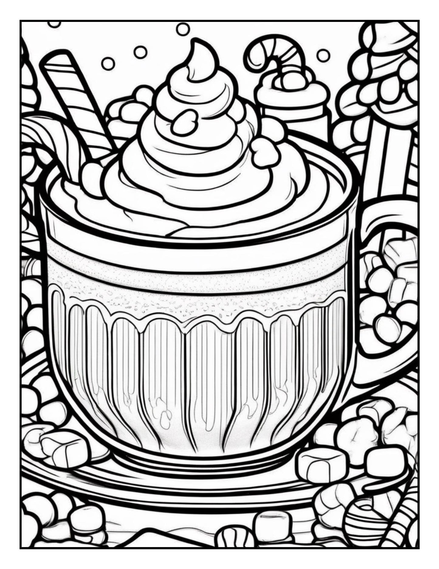 Hot Chocolate Coloring Pages | Cozy Winter Digital Download | Fun Holiday Coloring Sheets for Kids & Adults | Christmas Hot Cocoa Printable