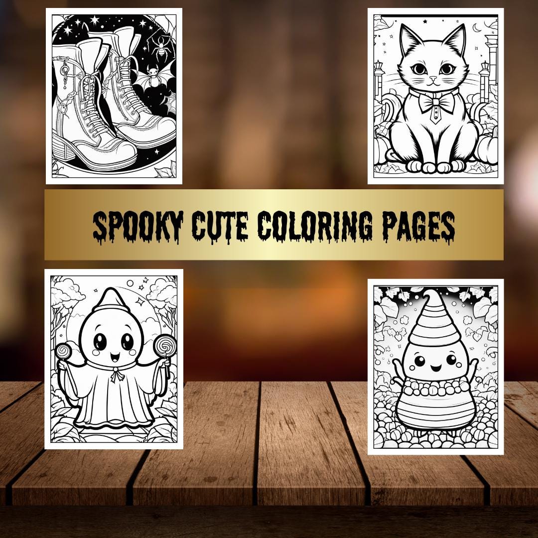 Spooky Cute Halloween Coloring Pages - Digital Download, Fun Halloween Designs, Printable, Cute Monsters, Pumpkins, Art for All Ages