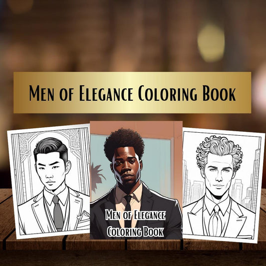 Elegant Men Coloring Pages |Digital Download for Adults | Fashionable Men in Suits | Stress Relief & Relaxation Coloring Book