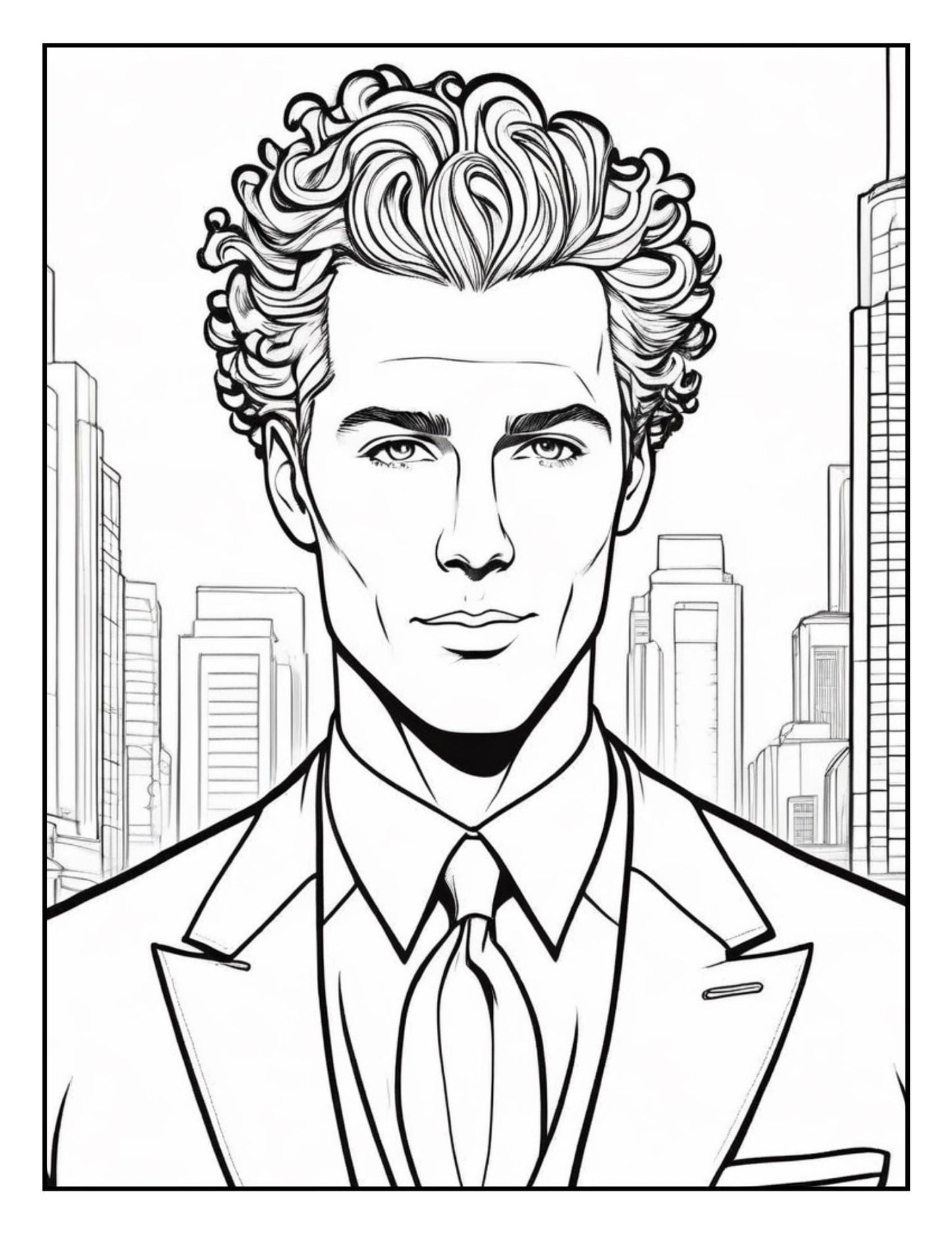 Elegant Men Coloring Pages |Digital Download for Adults | Fashionable Men in Suits | Stress Relief & Relaxation Coloring Book