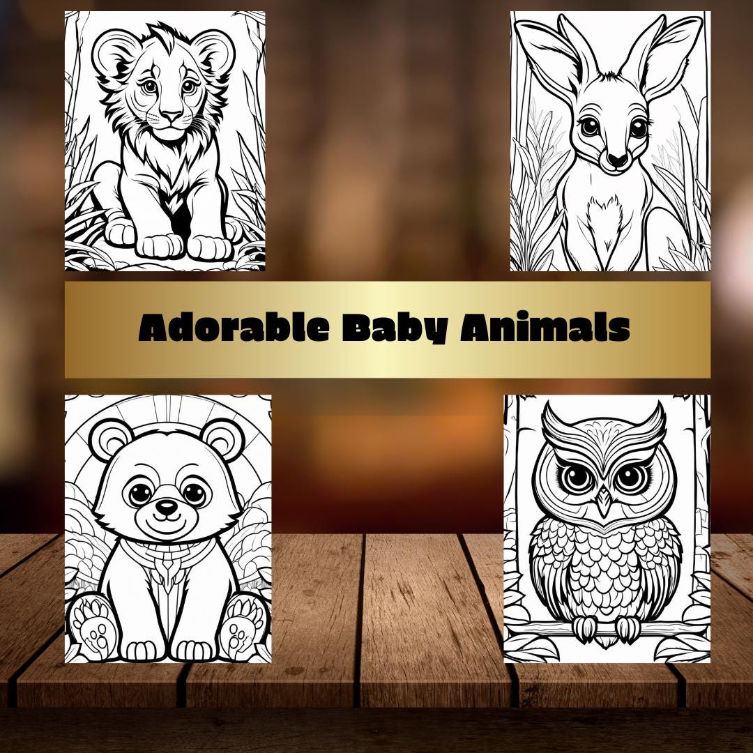 Cute Animal Coloring Pages | Adorable Animal Designs Printable for Kids & Adults | Fun and Relaxing Digital Coloring Book|Prinatble Pages