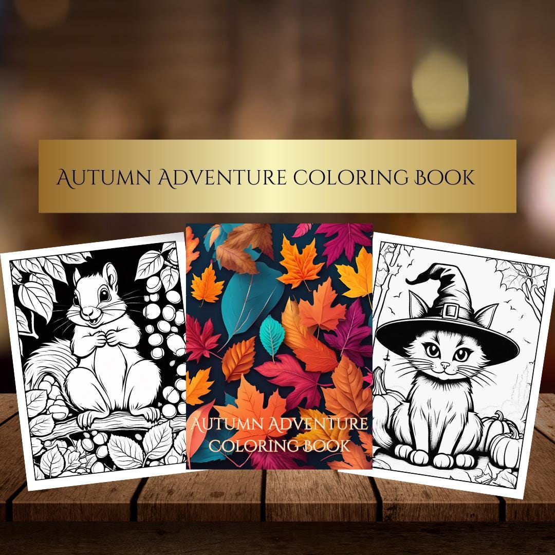 Fall Coloring Book Digital Download| Autumn Designs|Seasonal| Leaves|Pumpkins and Fall Coloring Pages for Relaxation & Fun