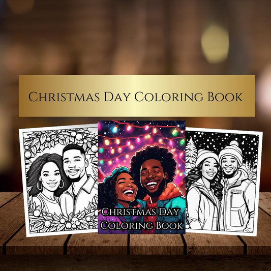 Black Couple Christmas Coloring Pages|Digital Download for Couples| Holiday Coloring| Christmas Love| Fun Gift for Partners| Couples Activity