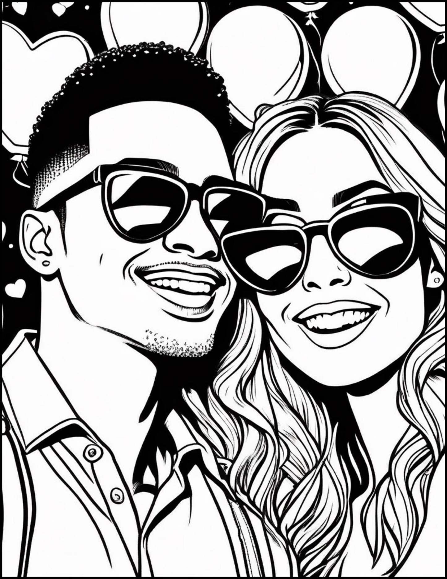 Black Couple Valentine's Day Coloring Pages | Romantic Printable Art for Couples | African American Digital Download