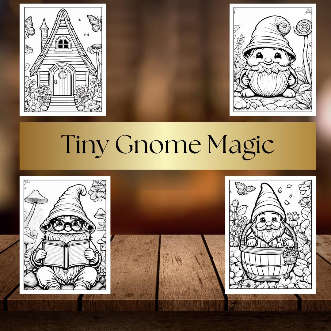Adorable Gnome Coloring Pages for Adults and Kids - Printable Digital Download for Relaxation and Fun