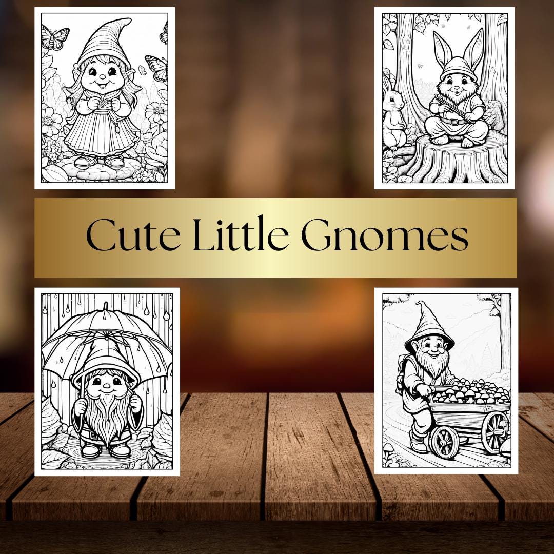 Adorable Gnome Coloring Pages for Adults and Kids - Printable Digital Download for Relaxation and Fun