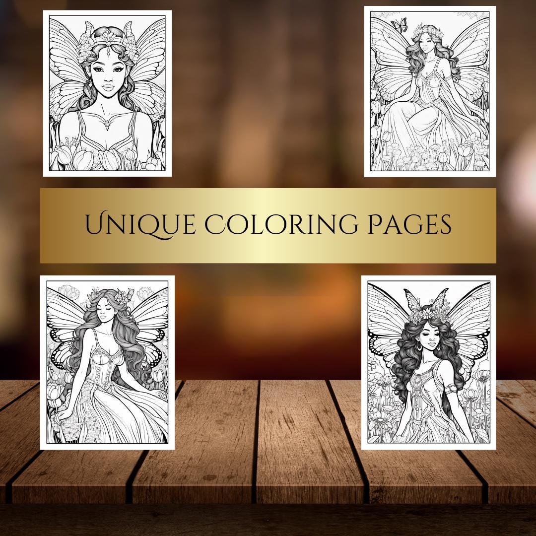 Black Fairy Coloring Book| Magical Printable Coloring Sheets for Kids & Adults - Instant Download Fantasy Art| Enchanted Coloring Pages