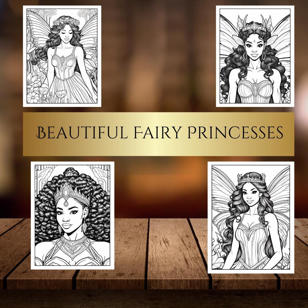 Black Fairy Coloring Book| Magical Printable Coloring Sheets for Kids & Adults - Instant Download Fantasy Art| Enchanted Coloring Pages