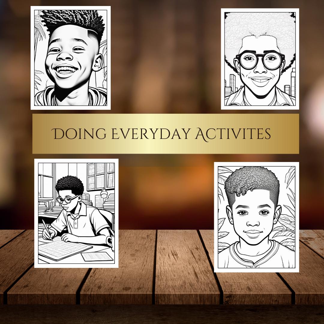 Black Boy Coloring Book| Uplifting Digital Download for Boys| Positive| Empowering| Inspirational| Self-Love|Fun Coloring Pages