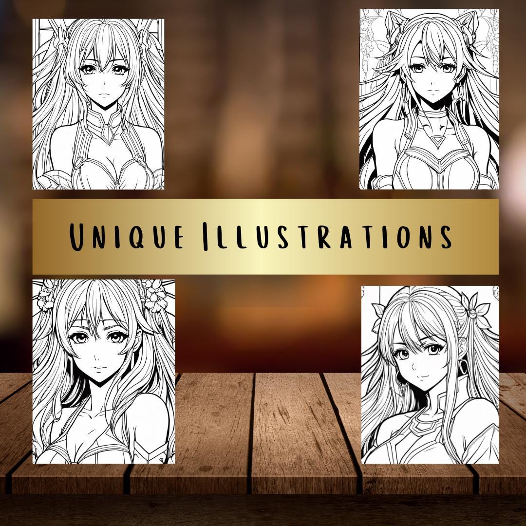 Anime Girls Coloring Pages| Digital Download | Cute Kawaii Designs for Adults & Kids | Printable Manga Style Coloring Sheets