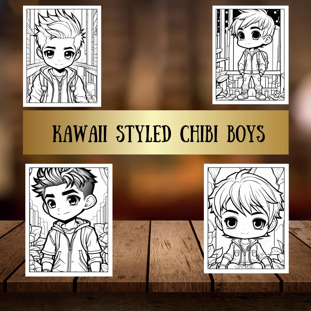 Chibi Boy Coloring Book | Cute and Fun Anime-Style Pages for Kids and Adults | Kawaii Character Designs | Digital Download Printable
