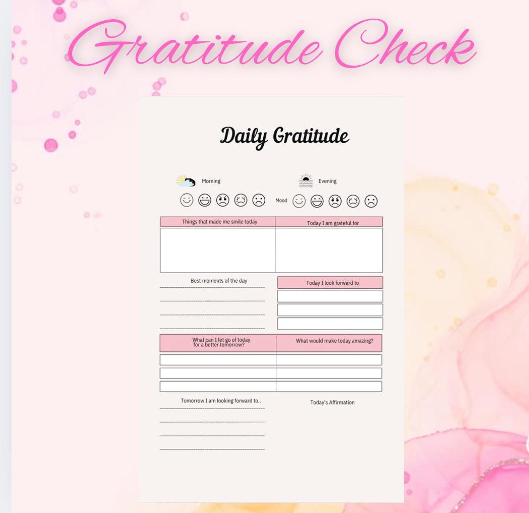 Woman Gratitude Journal | Daily Check-In | Self-Reflection| Affirmations| Self-Care| Journal Prompts for Women|Digital Download
