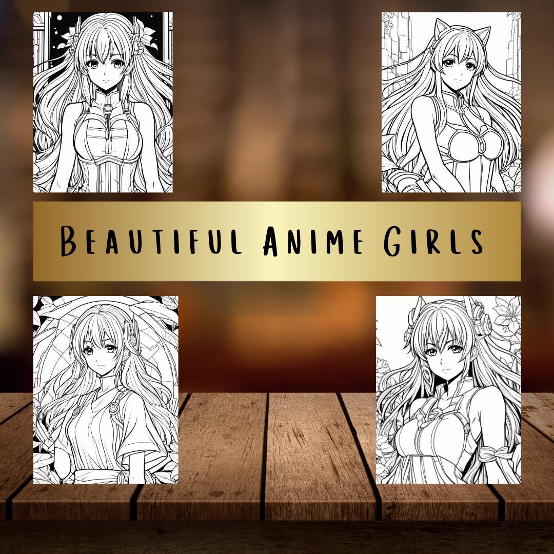 Anime Girls Coloring Pages| Digital Download | Cute Kawaii Designs for Adults & Kids | Printable Manga Style Coloring Sheets