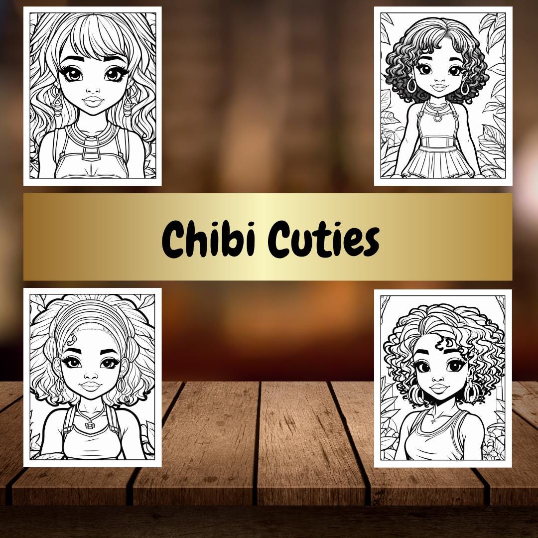 Chibi Girls Coloring Pages|Digital Download | Cute Kawaii Characters|Fun Printable Art for Kids & Adults| Stress Relief