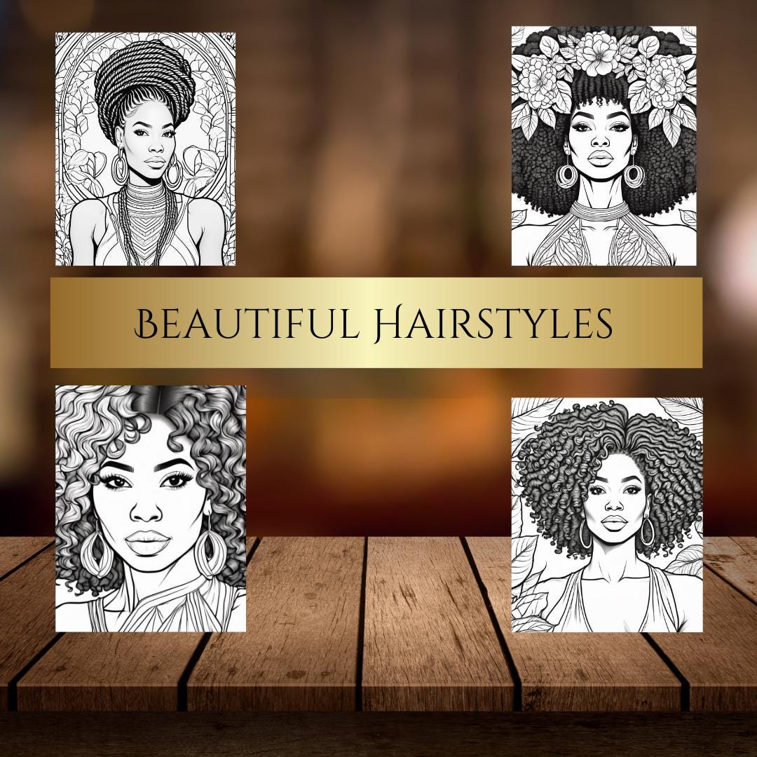 Women Hairstyles Coloring Book| Black Women | Girls, Adults & Teens Printable Coloring Pages| Digital Download