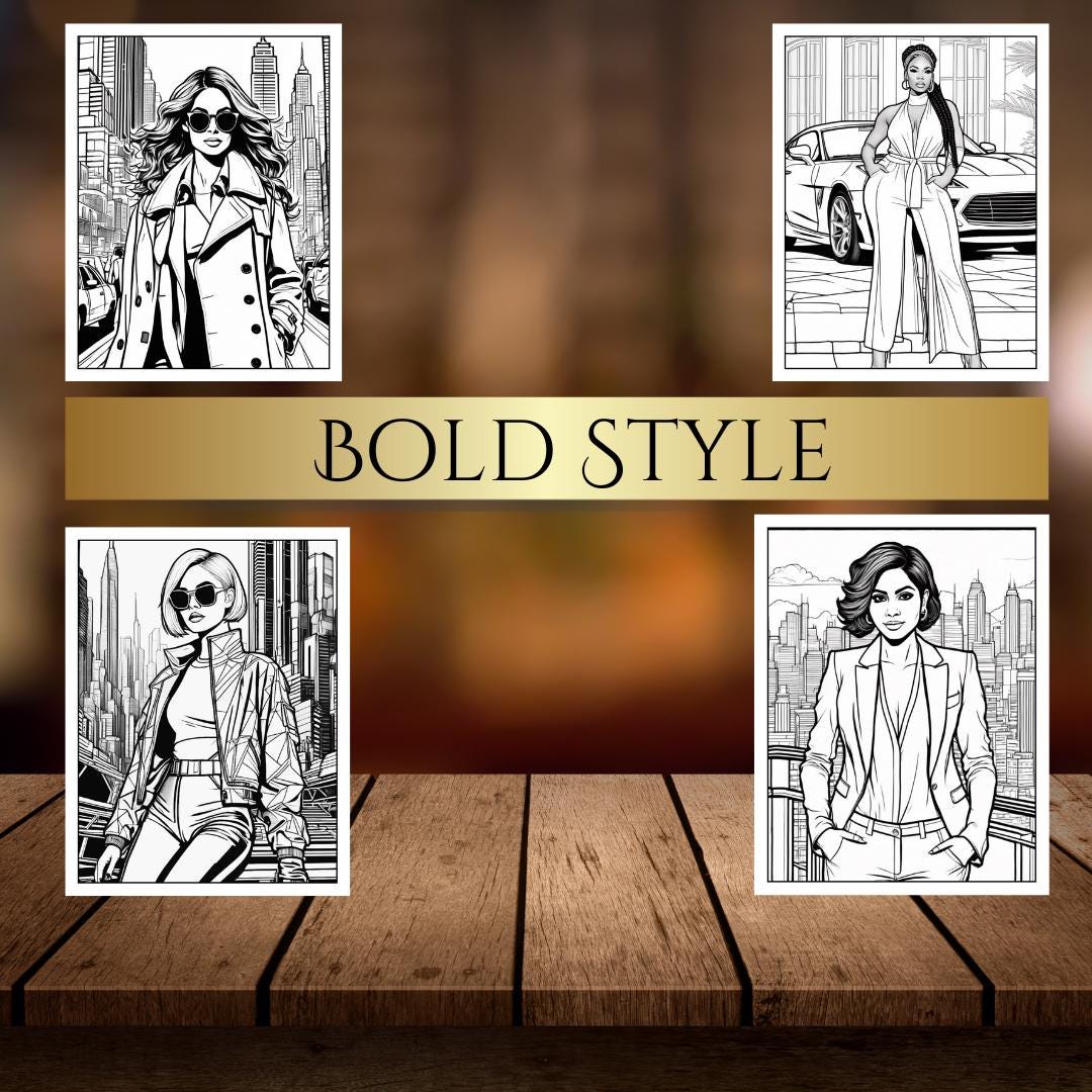 Fashion Coloring Pages for Women | Digital Download | Stylish Outfits, Fashion Illustrations, Trendy Designs, Empowering Fashion Art