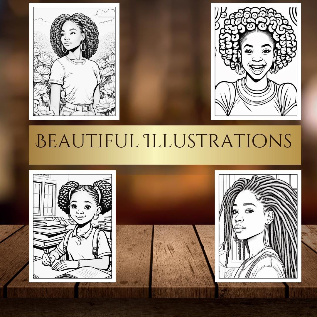 Black Girl Magic Coloring Book| Teen Girl Coloring Pages|Printable Coloring Pages for Children & Adults | Digital Download