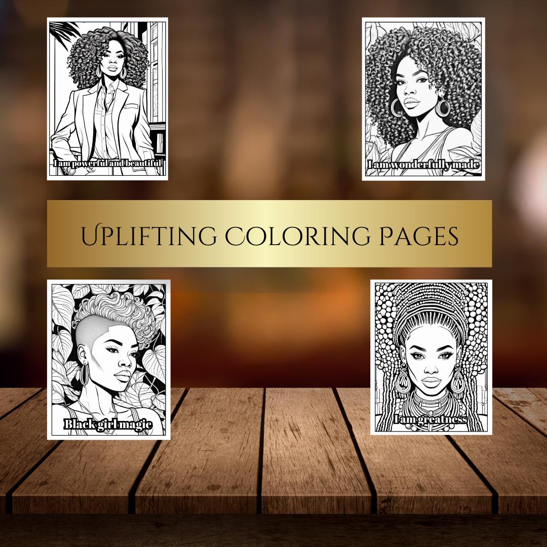 Black Women Affirmation Coloring Pages | Inspirational Printable Art for Relaxation & Self-Care | Uplifting Digital Download for Adults
