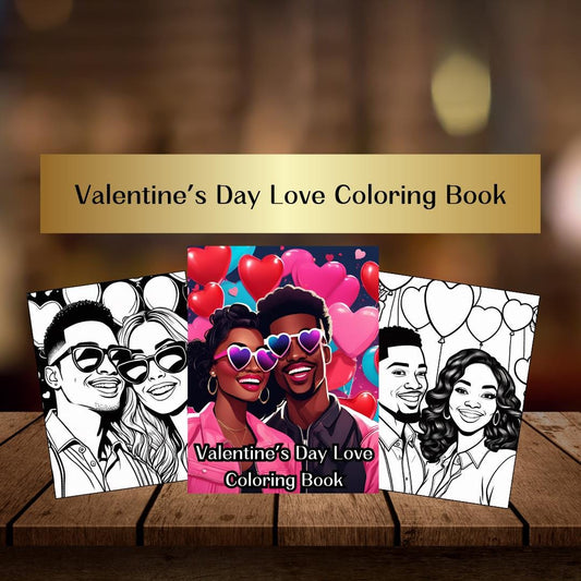Black Couple Valentine's Day Coloring Pages | Romantic Printable Art for Couples | African American Digital Download