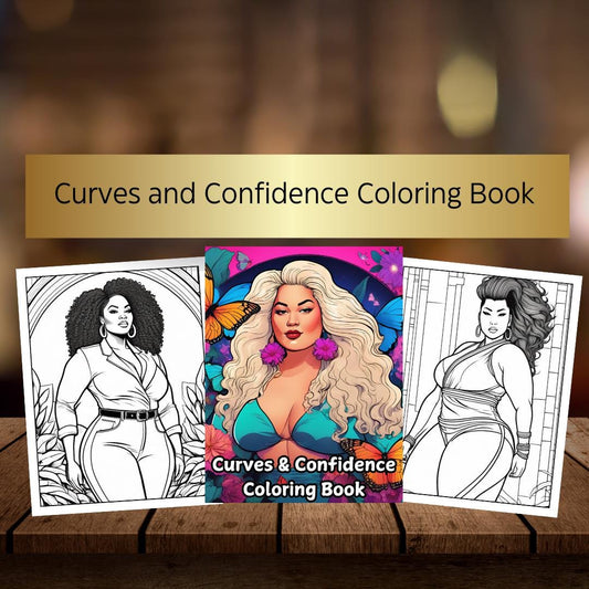 Curvy Women Coloring Pages| Digital Download | Beautiful Curvy Art, Body Positivity, Inspirational, Plus Size Coloring for Adults & Teens