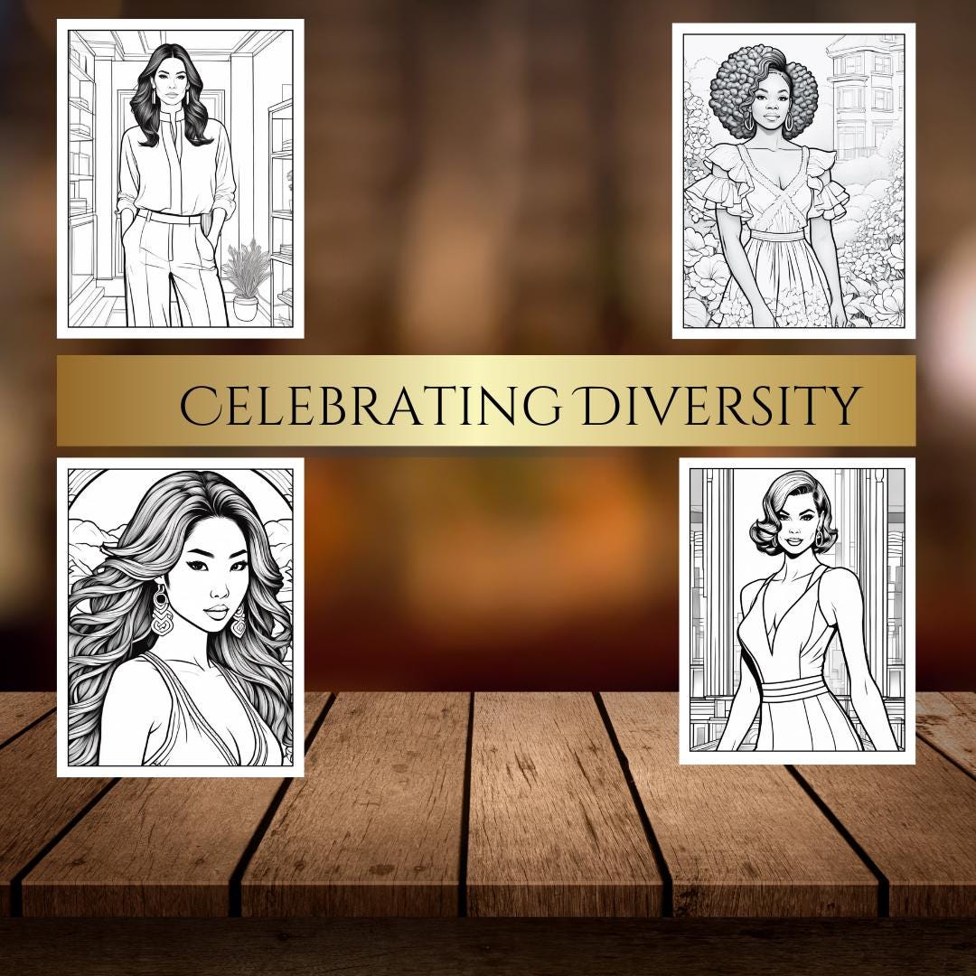 Fashion Coloring Pages for Women | Digital Download | Stylish Outfits, Fashion Illustrations, Trendy Designs, Empowering Fashion Art