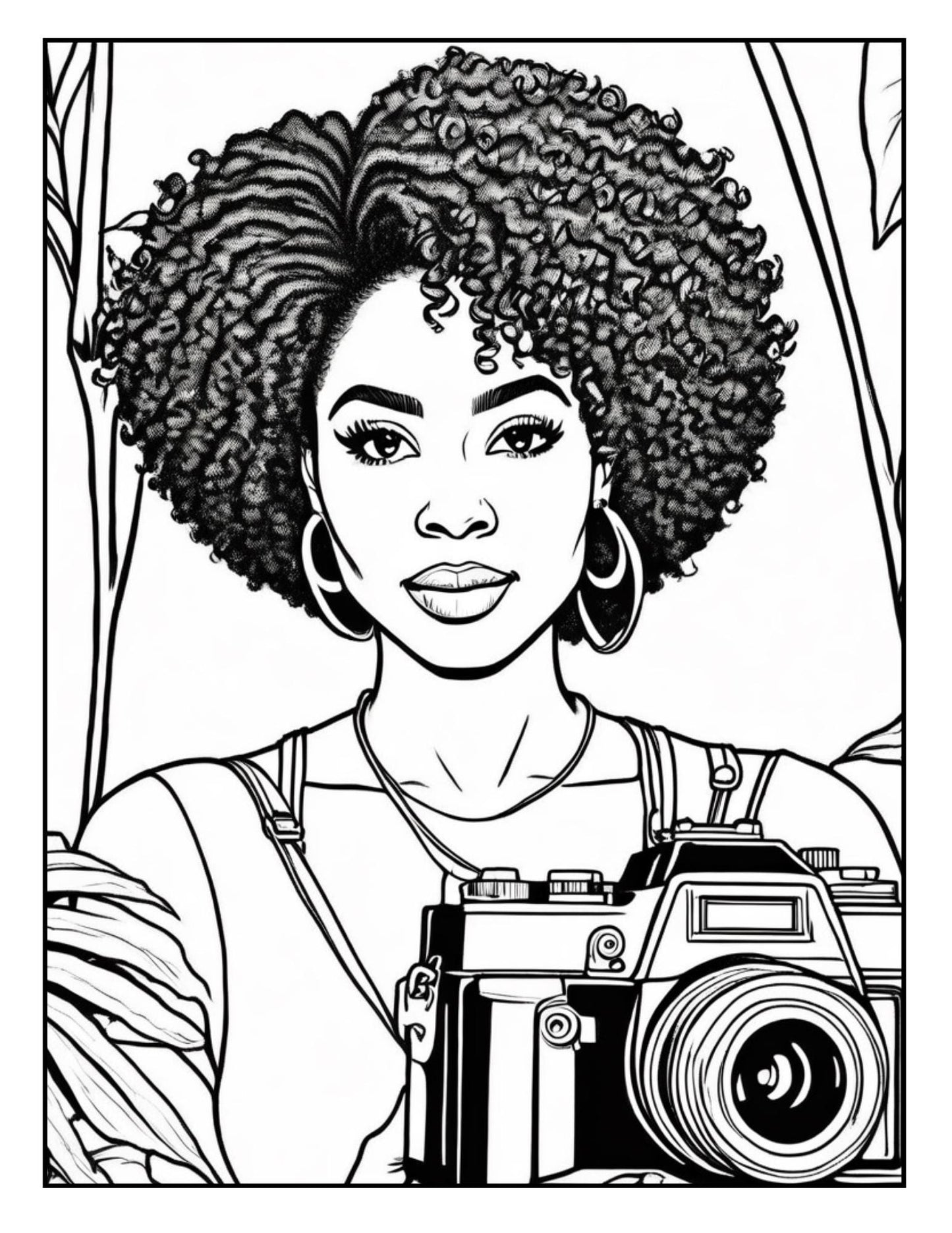 90s Black Women Coloring Pages | Retro Fashion, Hoop Earrings & Boombox Designs | 25 Printable Sheets