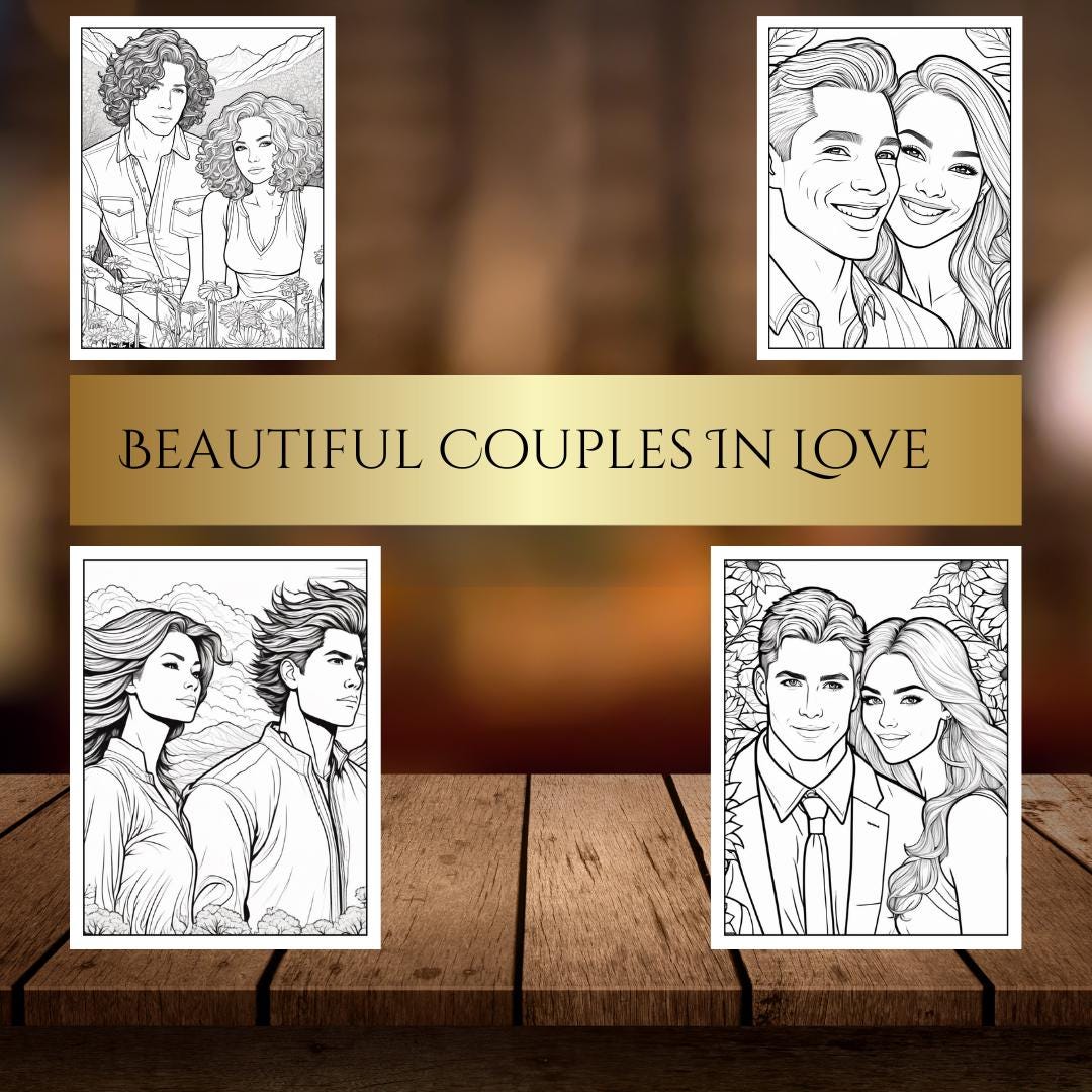 Romantic Couples Coloring Pages | Digital Download | Couples in Love Coloring Book | Valentine's Day Gift | Anniversary Gift for Him & Her