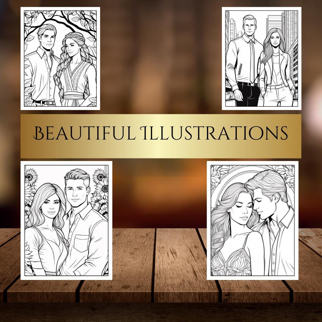 Romantic Couples Coloring Pages | Digital Download | Couples in Love Coloring Book | Valentine's Day Gift | Anniversary Gift for Him & Her